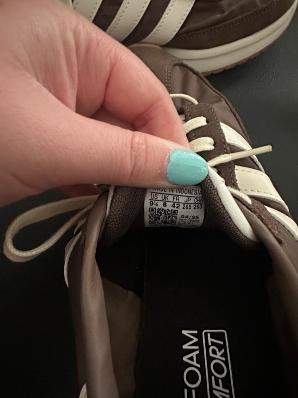 adidas Brown and Cream Cloudfoam Women's Sneakers - Picture 3 of 4
